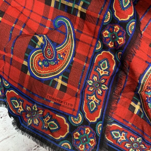 Vintage Charter Club Macy 100% Wool Scarf Large - Picture 9 of 11